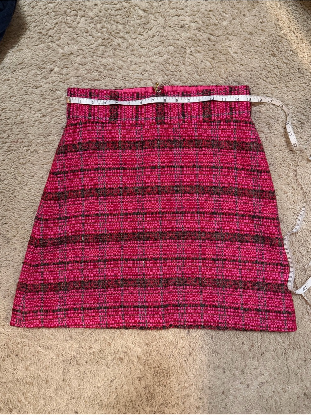 Kate Spade PinkTweed A-Line Mini Skirt Size 6 Silk Wool Blend Lined